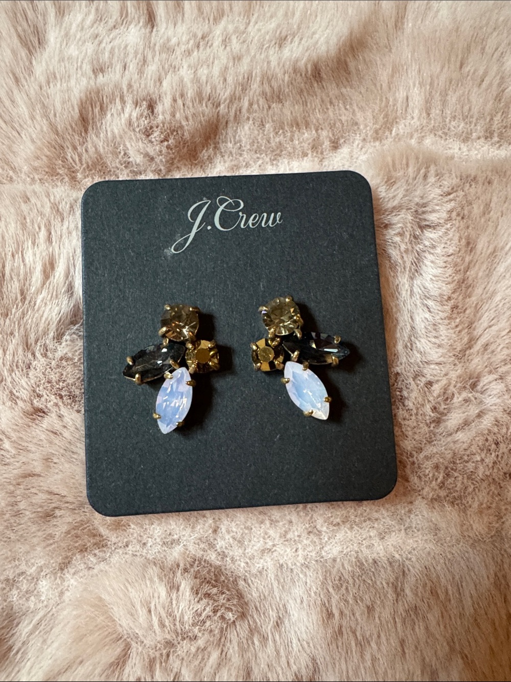 J. Crew Gold-Tone Earrings with Opalescent and Smoky Stones